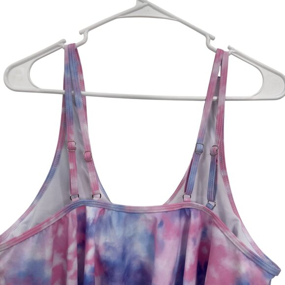 Unbranded Swim Top Womens SZ 1XL Plus Size Tie-Dye Flowy Tank Top Padded Cups - Picture 8 of 10